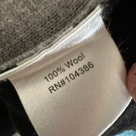 Garnet Hill Sweater Womens Extra Large Black Gray Leopard Print Wool Crewneck - Picture 7 of 8